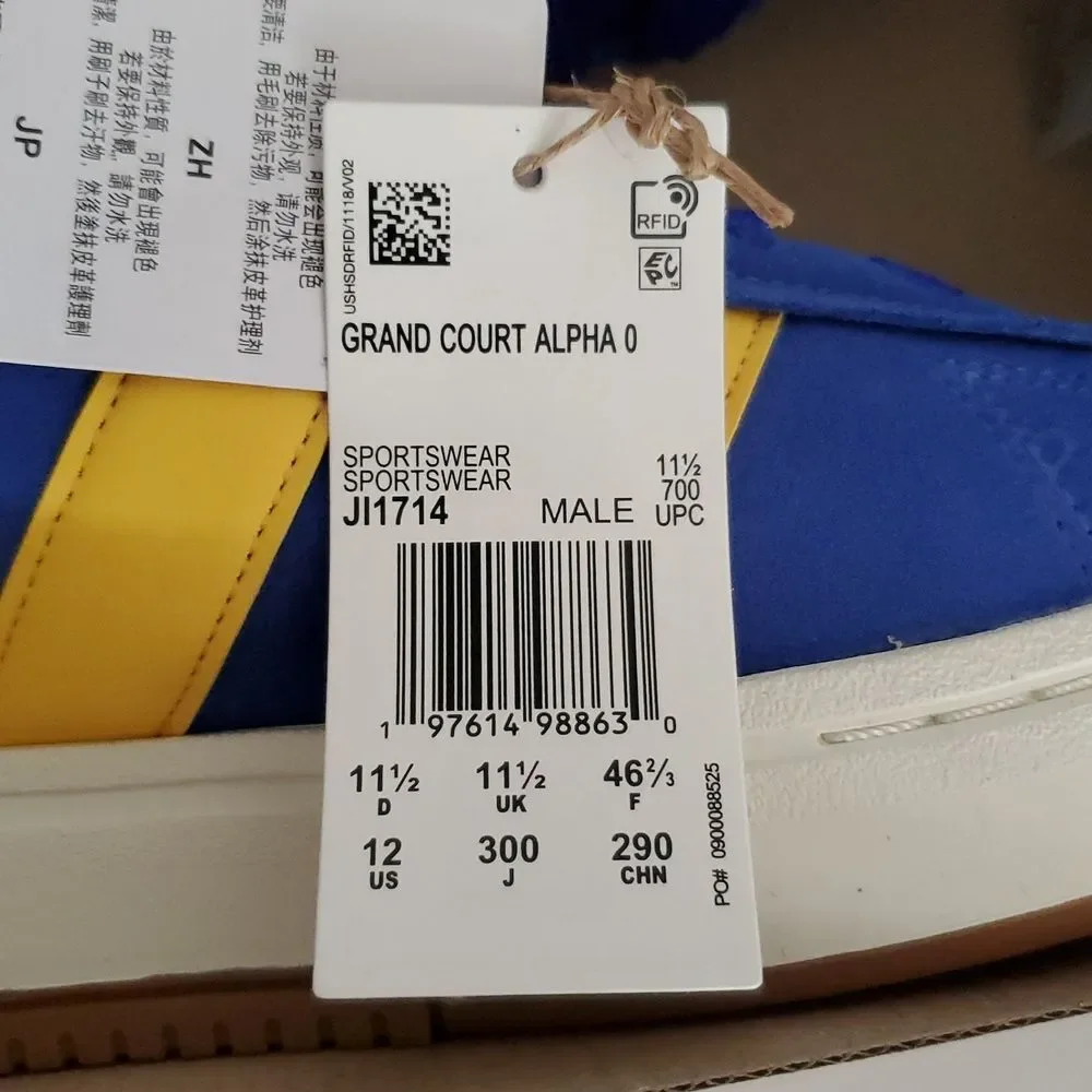 Adidas Grand Court Alpha 00s Sneakers Men's 12 Blue Yellow Suede NIB - Picture 7 of 9